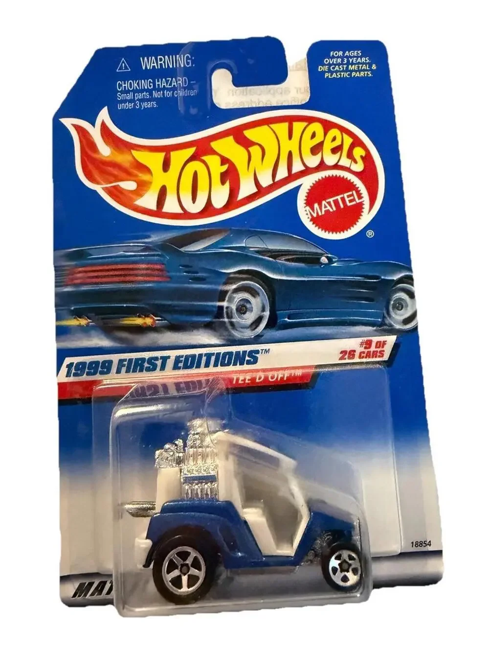 Hot Wheels 1999 #683 1st Editions #9 TEE'D OFF Golf Cart White & Blue Miller CC